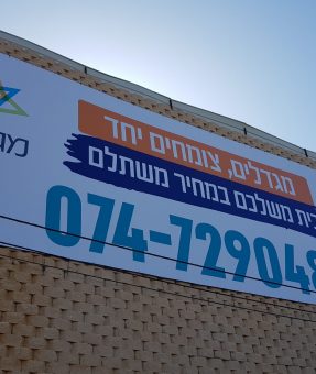 שילוט שמשונית ענק התקנה עם מנוף